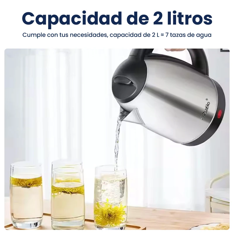 Iruibo 2L الفولاذ المقاوم للصدأ غلاية كهربائية سريع الغليان سخان مياه مكافحة الصدأ المواد المنزل المطبخ الشاي صانع القهوة السيارات اغلاق #2