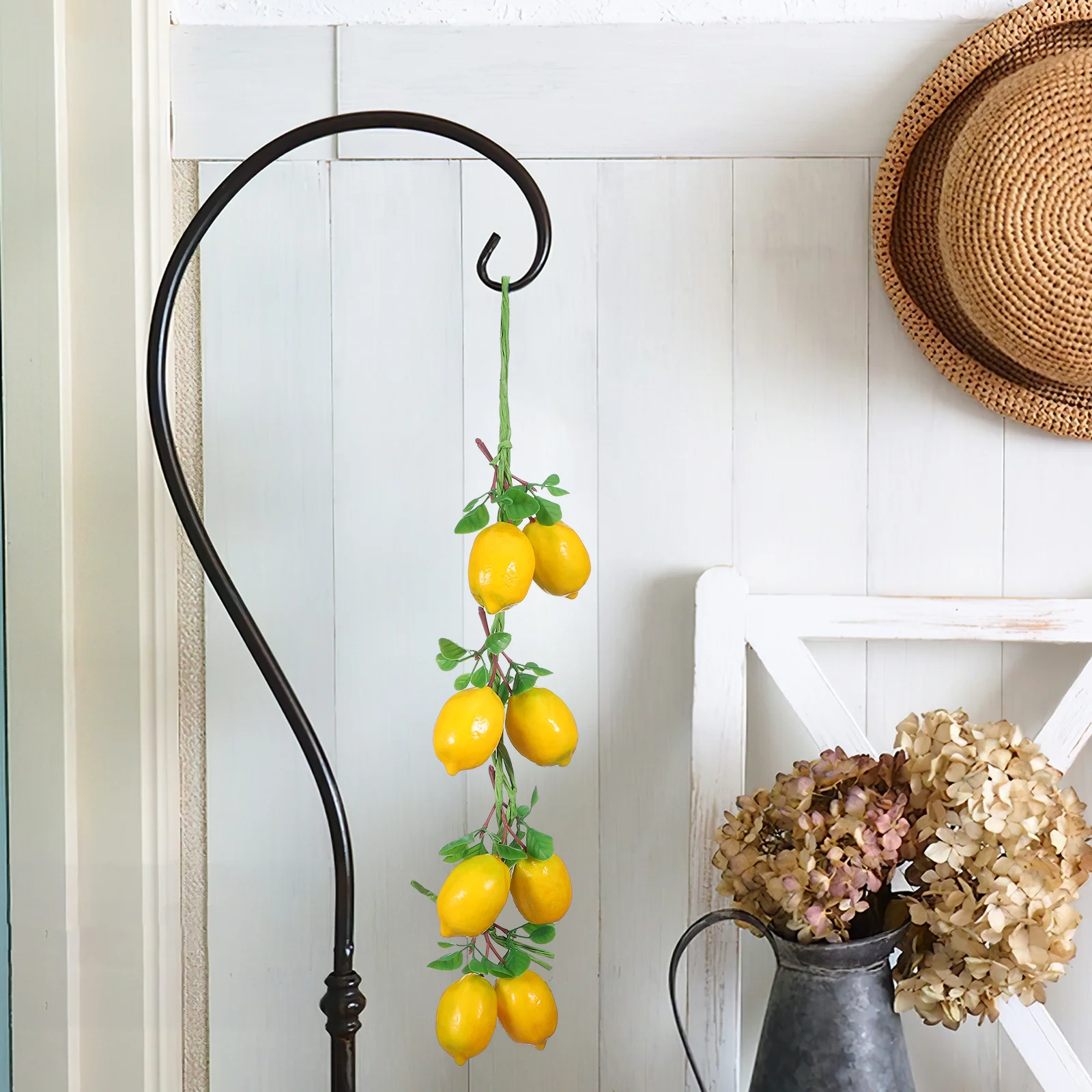 

2 Bunches Simulation Lemon String Bright Yellow Artificial Fruit Garland Hanging Decoration for Home Party Photography