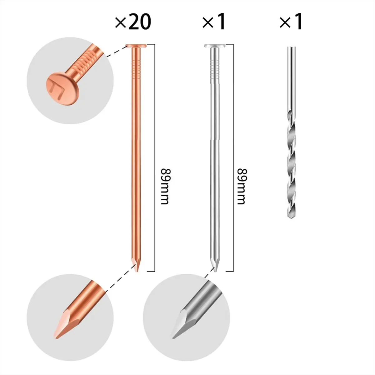 2026 NEW 20 Pcs Copper Nails for Killing Trees, Stumps & - 3.5 Inch Long Come with 1 Steel Nails and 1 Drill Nail