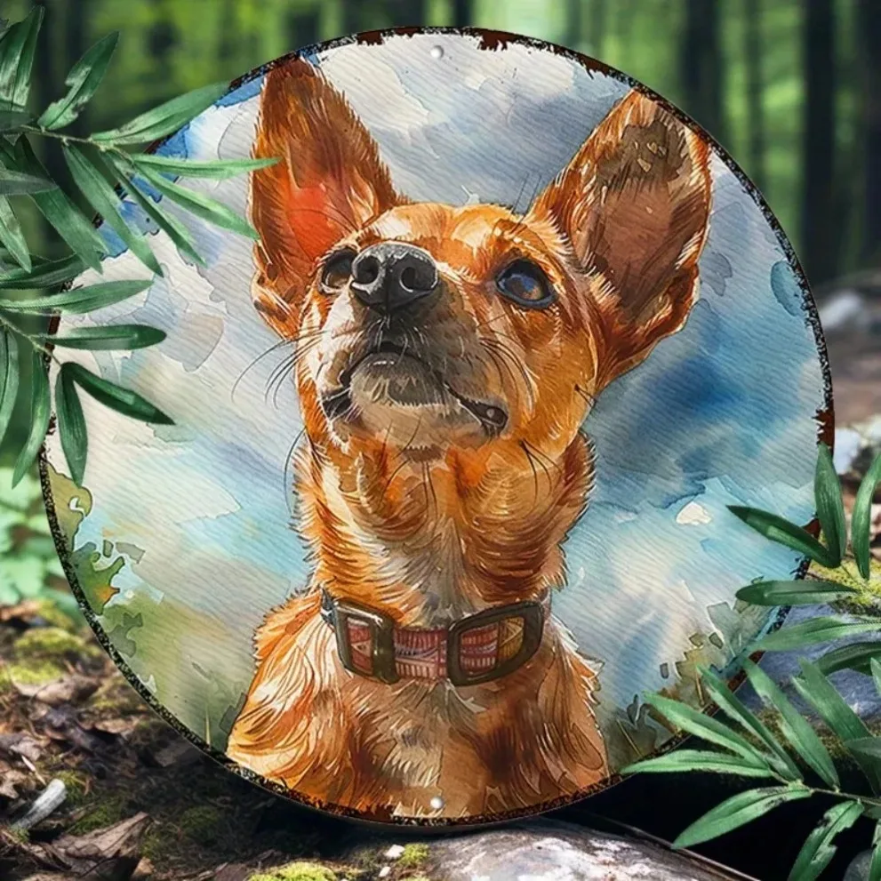 HAVENLY Portugiesisches Podengo-Schild, 20,3 x 20,3 cm, rund, Aluminium, lustige Hundedekoration für Zuhause