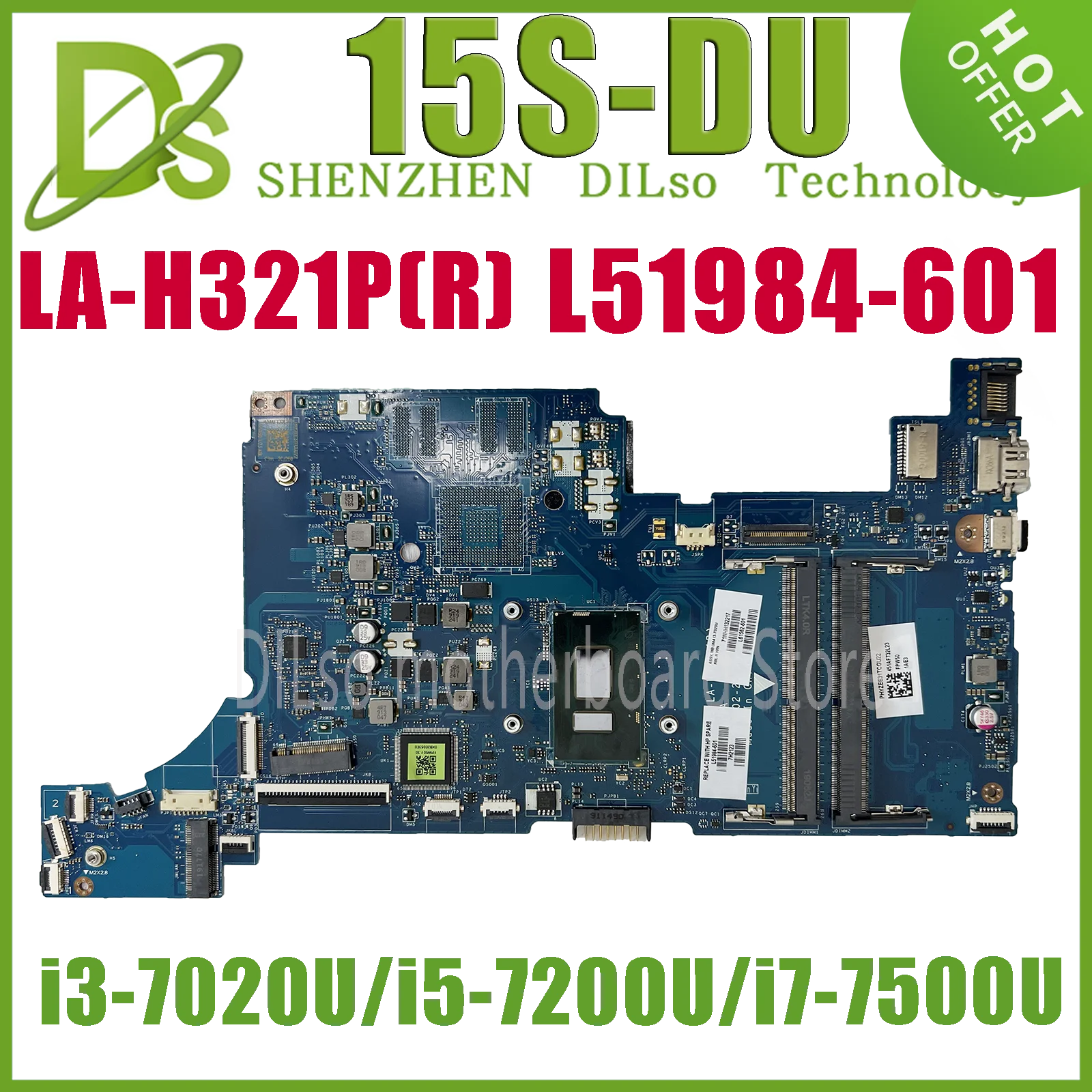 

KEFU LA-H321P(R) L51984-601 L61562-601 Mainboard For HP 15S-DU 15-DW 15S-DR Laptop Motherboard W/I3-7020U I5-7200U I7-7500U UMA