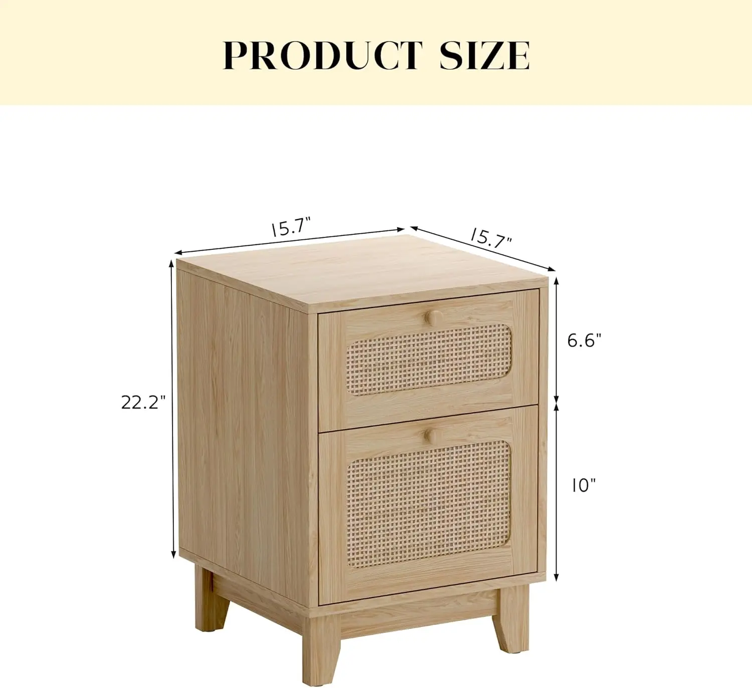 Modern Wicker Rattan Stand Set of 2,Rattan Stand with Drawer and Storage Space, Wooden Side End Table for Small Spaces