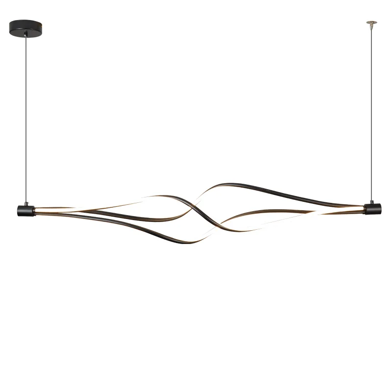 Moderno LED Liga Lâmpadas Pendent, Simplificado Forma Espiral, Jantar Lustres, Luz de Suspensão, Sala De Estar, Preto Luminárias