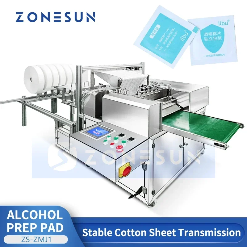 ZONESUN Automatic Horizontal Flow Wrapper Alcohol Pre Pads Packaging Machine Equipment ZS-ZMJ1