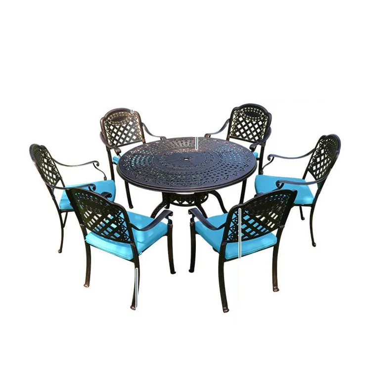 

luxury modern outdoor patio cast aluminum furniture all weather dining sets Mosaic BBQ Garden Patio table and chairs