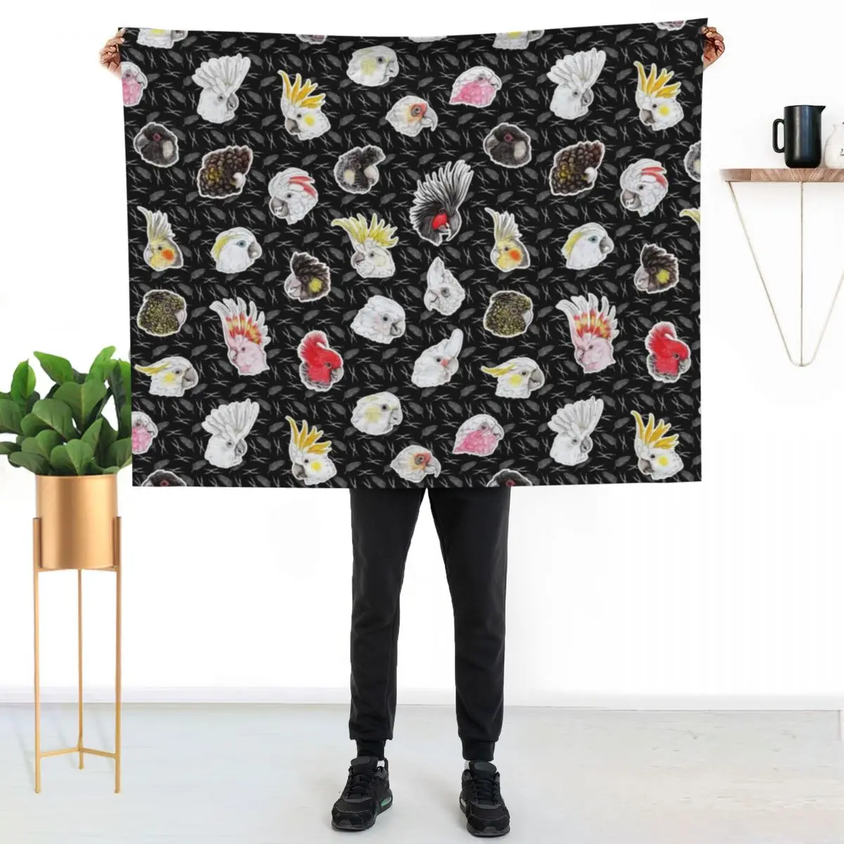 21 Cockatoos (in black) Throw Blanket wednesday Hairy Soft Giant Sofa Luxury Designer Bed linens Blankets