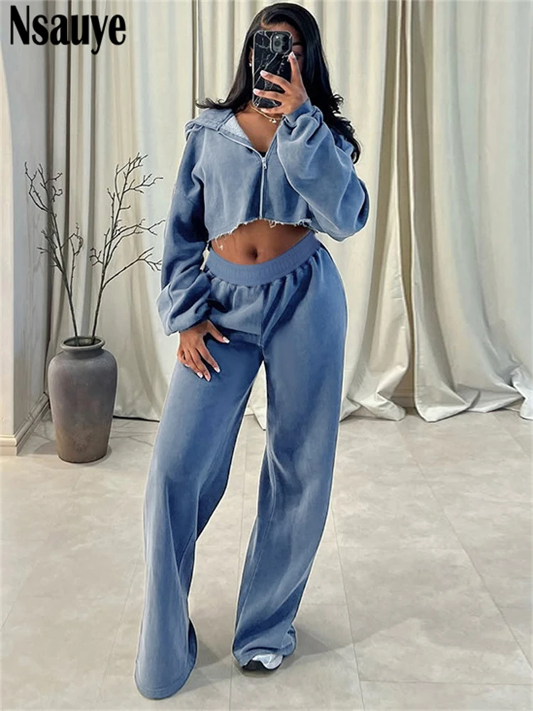 

Nsauye Autumn Winter Women Tracksuit Women 2 Piece Set Slim Hoodies Sweatpants Tops+Elastic Waist Pants SportsTrend Outfits