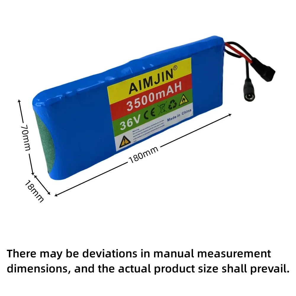10S1P 36V 3500mAh Battery 18650 Lithium-ion Rechargeable Battery Pack Suitable for Electric Scooters, Motorcycles, Bicycles