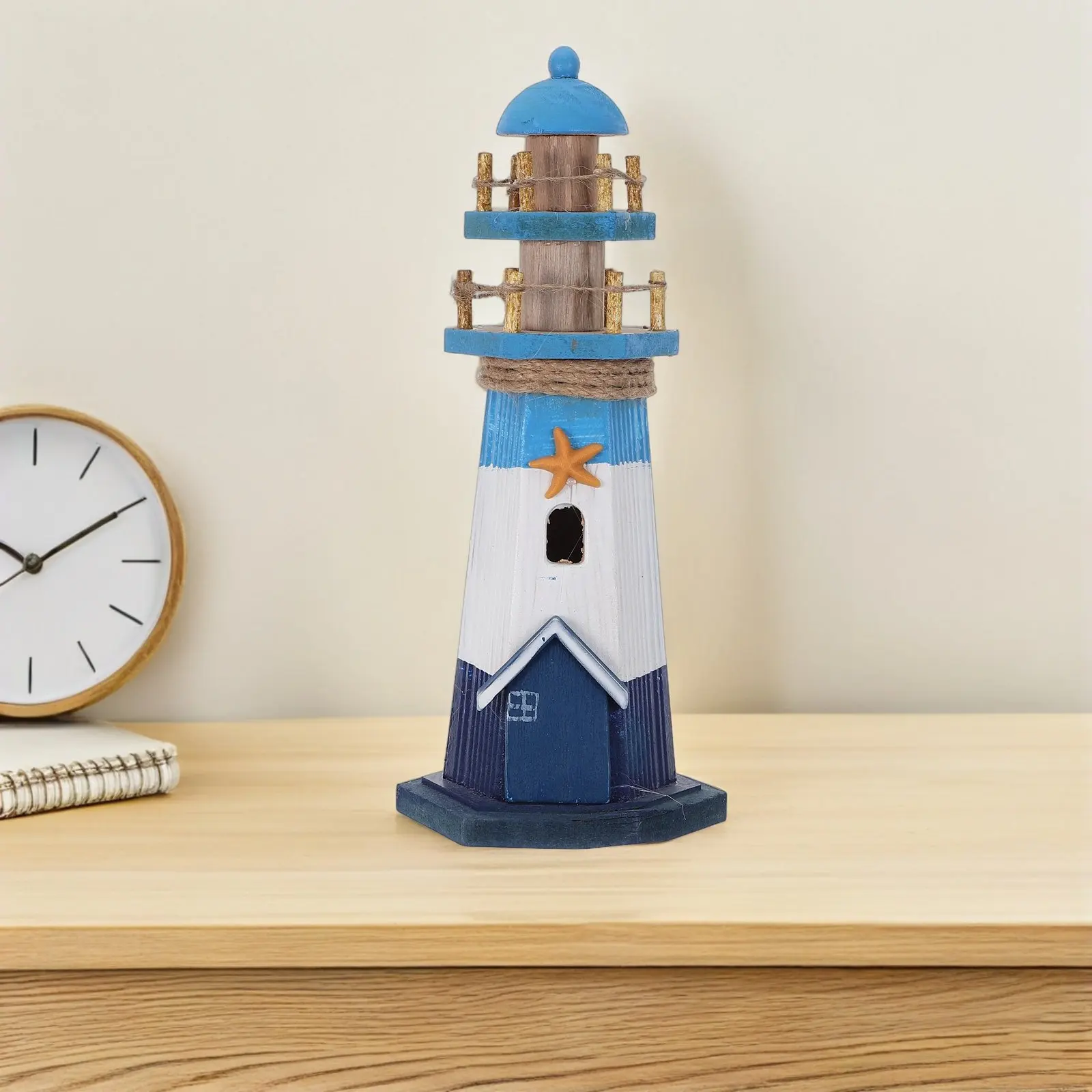 Handcrafted Blue White Lighthouse Nautical Decoration Miniature Coastal Tabletop Ornament Ocean Theme Home Decor Garden Accent