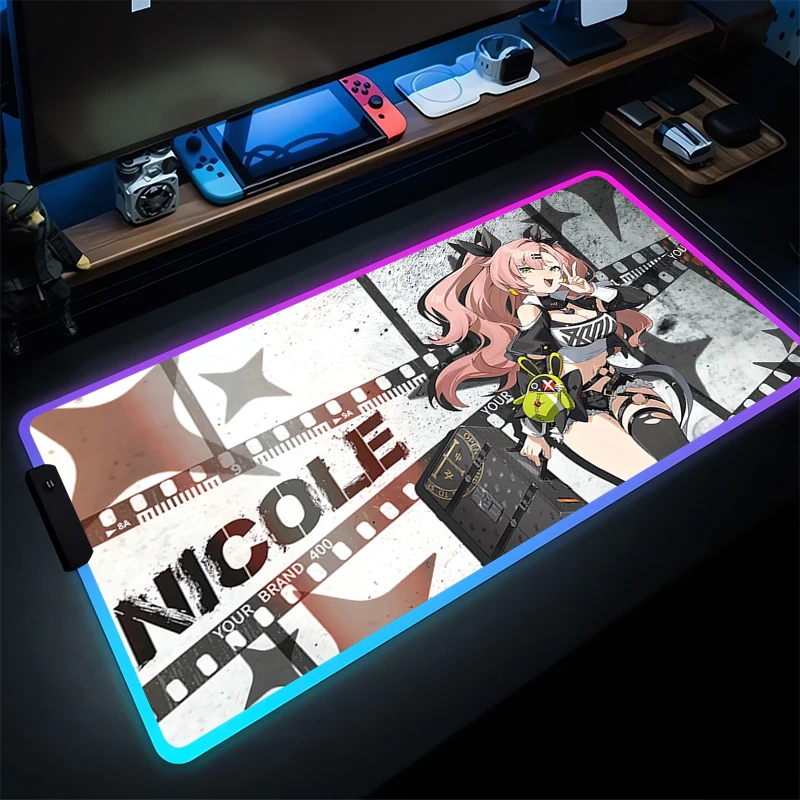 Коврик для мыши Игровые аксессуары Gabinete Gamer RGB ПК Компьютер ZZZ Настольный коврик Zenless Zone Zero Клавиатура Коврик для планшета Светодиодный коврик для мыши