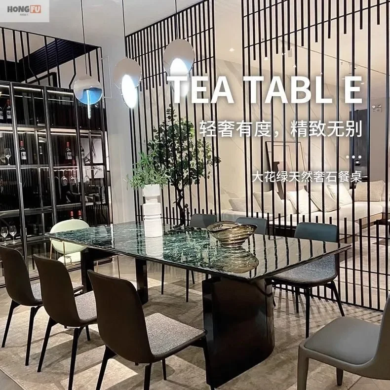 Rectangle luxury stone dining table high-end extremely simple luxury stone natural marble Internet celebrity rectangular dining