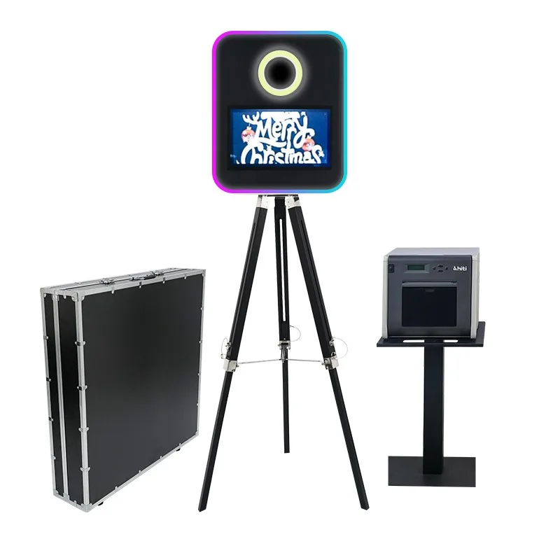 Wedding Selfie Photobooth En Bois Shell Instant Photo Booth Machine with Printer