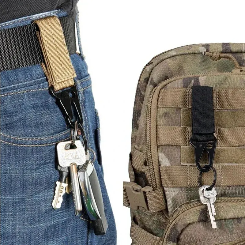 2 stücke Taktische Hängende Schnalle Molle Nylon Gurtband Karabiner Gürtel Dreieck Schlüsselbund für Outdoor Klettern Camping Werkzeug Zubehör – Detail 6