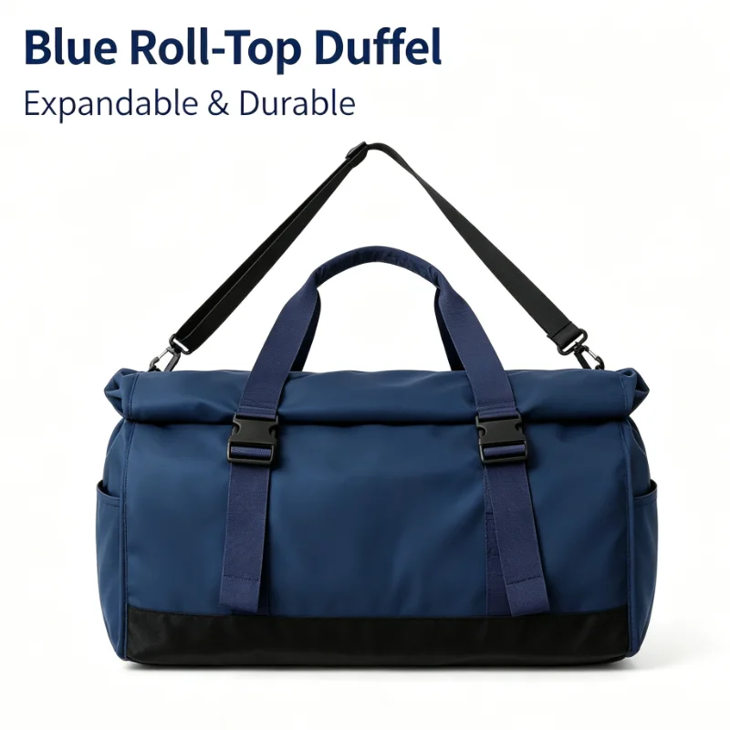 Waterproof Roll Top Duffel Bag Large Capacity Gym Sports Handbag For Fitness Swimming Business Trip Weekend Getaway Storage view 6