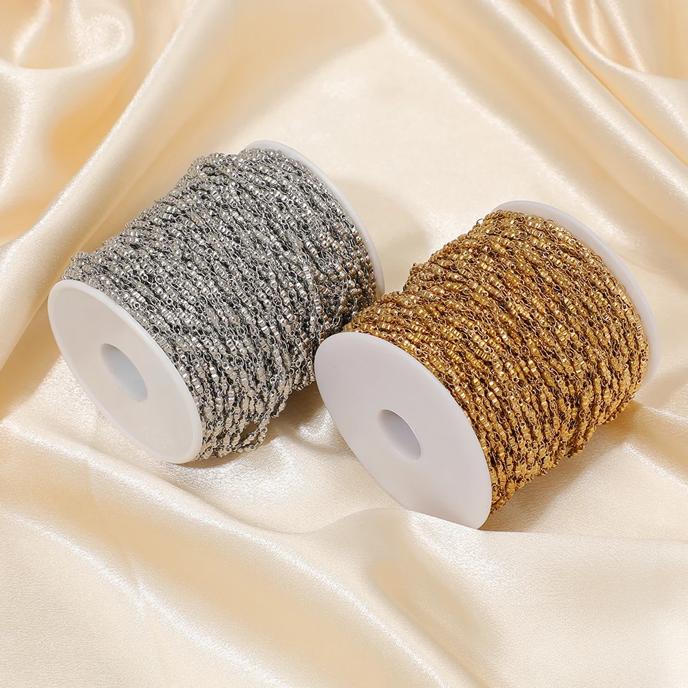 1 Meter Edelstahl-Goldperlenketten für DIY-Handschmuck, Halsketten, Armbänder, Ohrringe und Zubehör für Damen – Detail 4