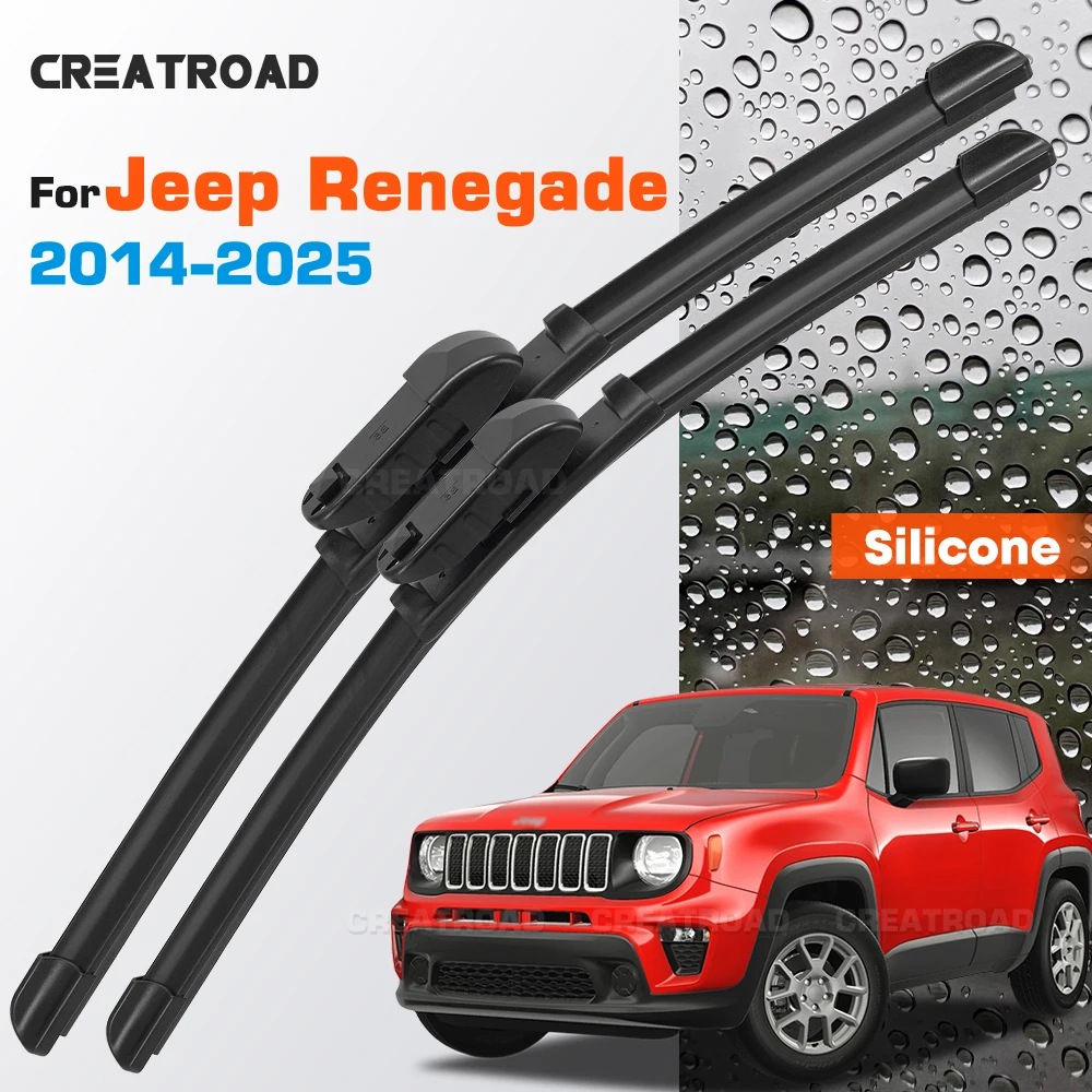 Silicone Wiper Blades Fit For Jeep Renegade BU 2014-2025 Coated Silent HD Wear-Resistant Car Windshield Wipers 22"+20"