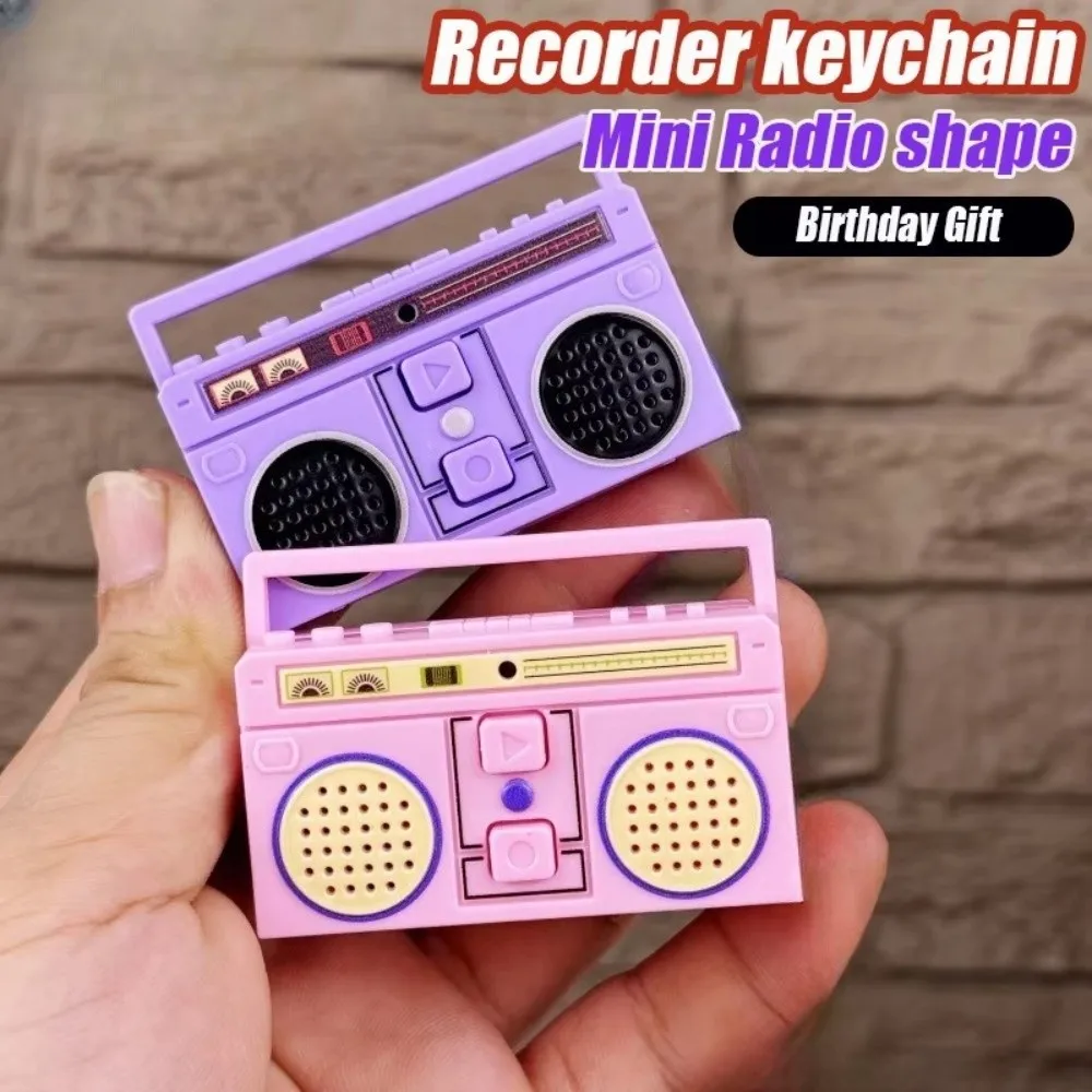 Mini Size Radio Shape Keychain Retro Style Plastic Material Music Recorder Keychain Exquisite Design Macaron Color