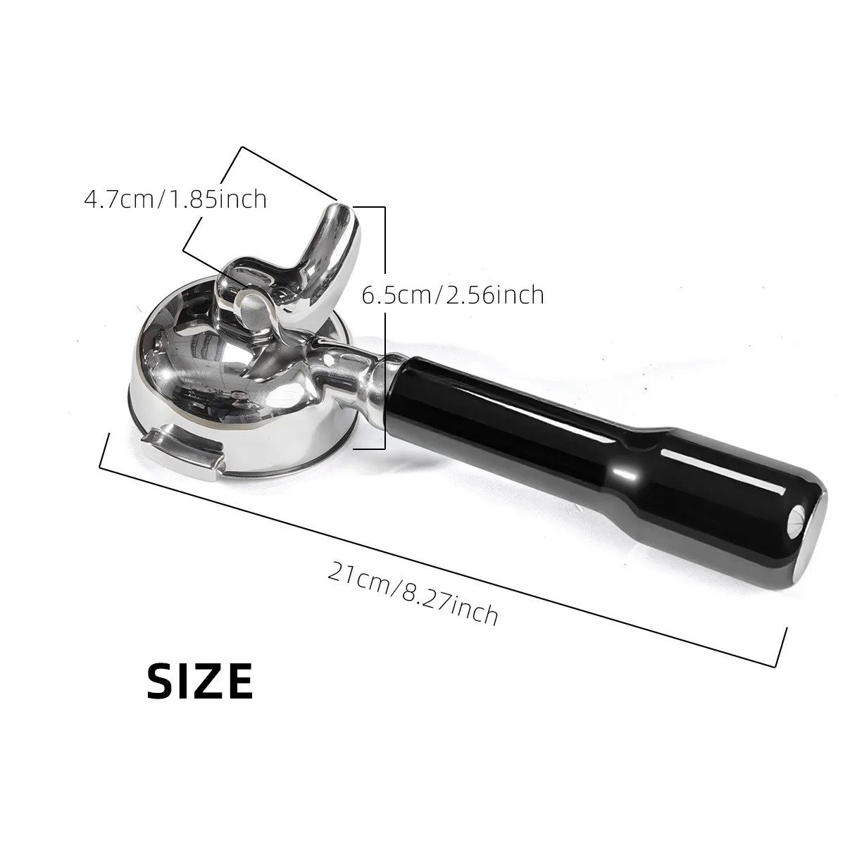 58mm E61 Portafilter Double Spout Compatible with E61 Group Head, 2 ears 58mm Portafilter with Filter Basket and ABS Handle
