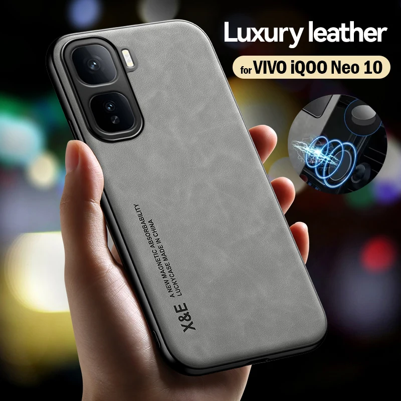 Luxury Leather Funda for VIVO iQOO Neo 10 Case Ultra Thin Car Magnetic Protection Cover for iQOO Neo10  Shockproof Capa