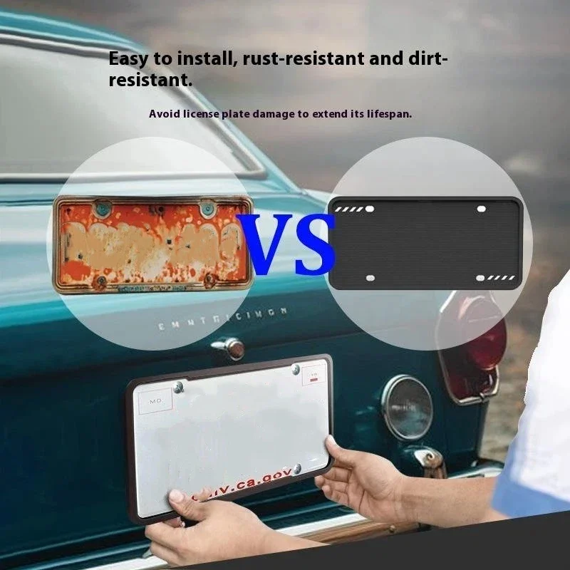 1/2pcs Universal 30*16CM License Plate Frame Silicone Anti-Rust Durable American Standard License Plate Holder Bracket