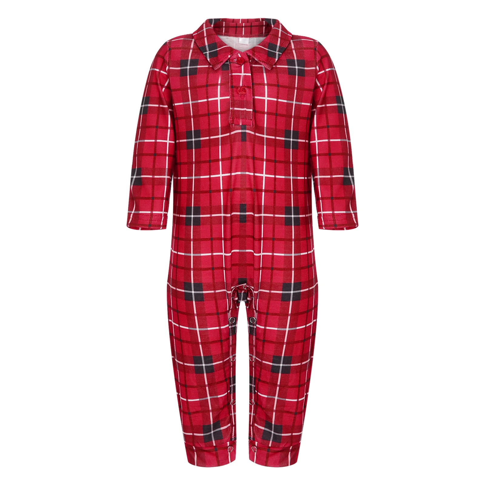 Christmas mother kids matching outfits Vintage Red Plaid Long Sleeve Fashion Lapel Button Shirt+Pants Baggy Sleepwear Sets