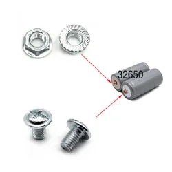 30/50pcs 32650 Lithium Battery M4*5mm Screws Nut Gasket Nickel Plated Round Head Cross Non-welding Set Screw DIY 32650 Battery