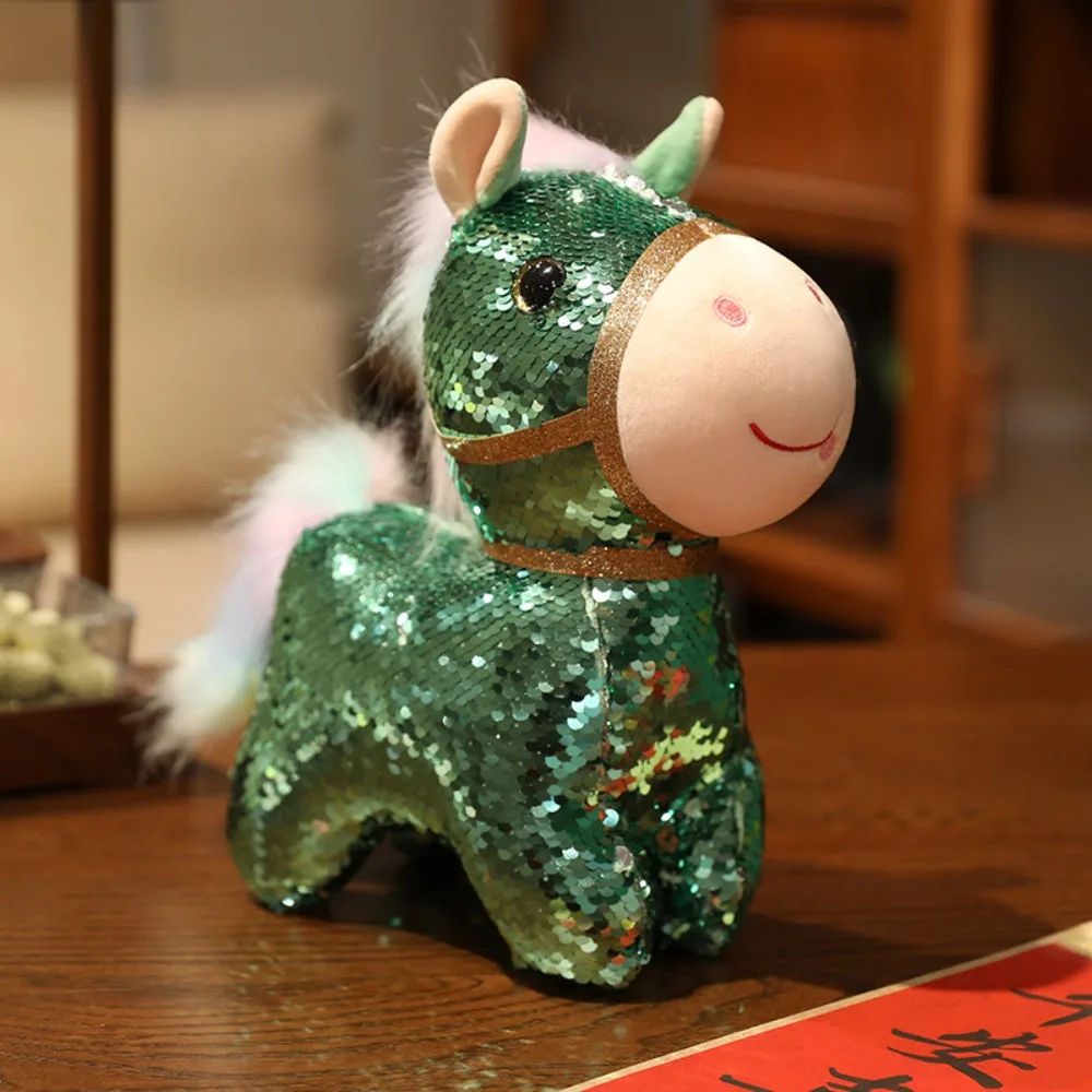 

Good Luck Colorful Sequined Horse Creative 10/20cm Cartoon Steed Flashing Fluffy Stuffed Animal Pendants Birthday Gift
