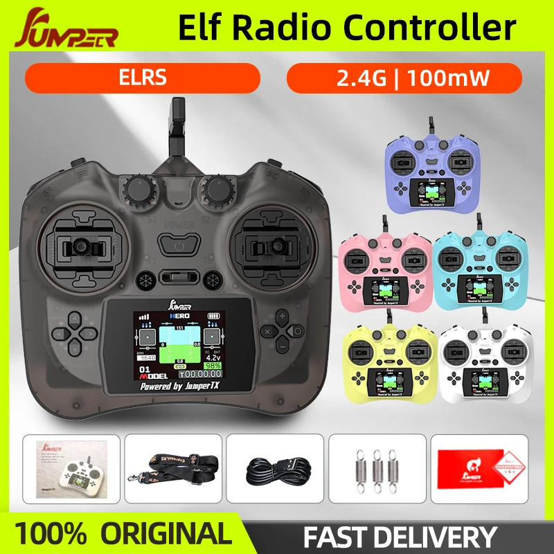 Jumper Elf Radio Controller 2.4G ELRS Hall Sensor Gimbals Transmitter Remote Control IPS Color Screen For RC FPV Freestyle Drone