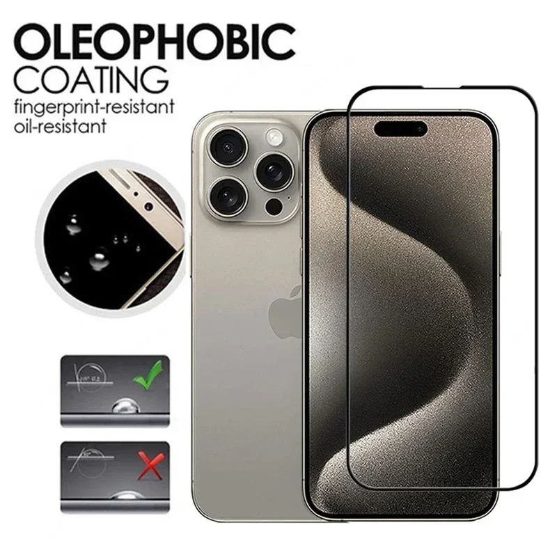 3Pcs Tempered Glass for iPhone 14 11 12 13 Pro Max Mini 7 8 15 16 Plus Full Cover Screen Protector for IPhone 15 PRO XR X XS MAX