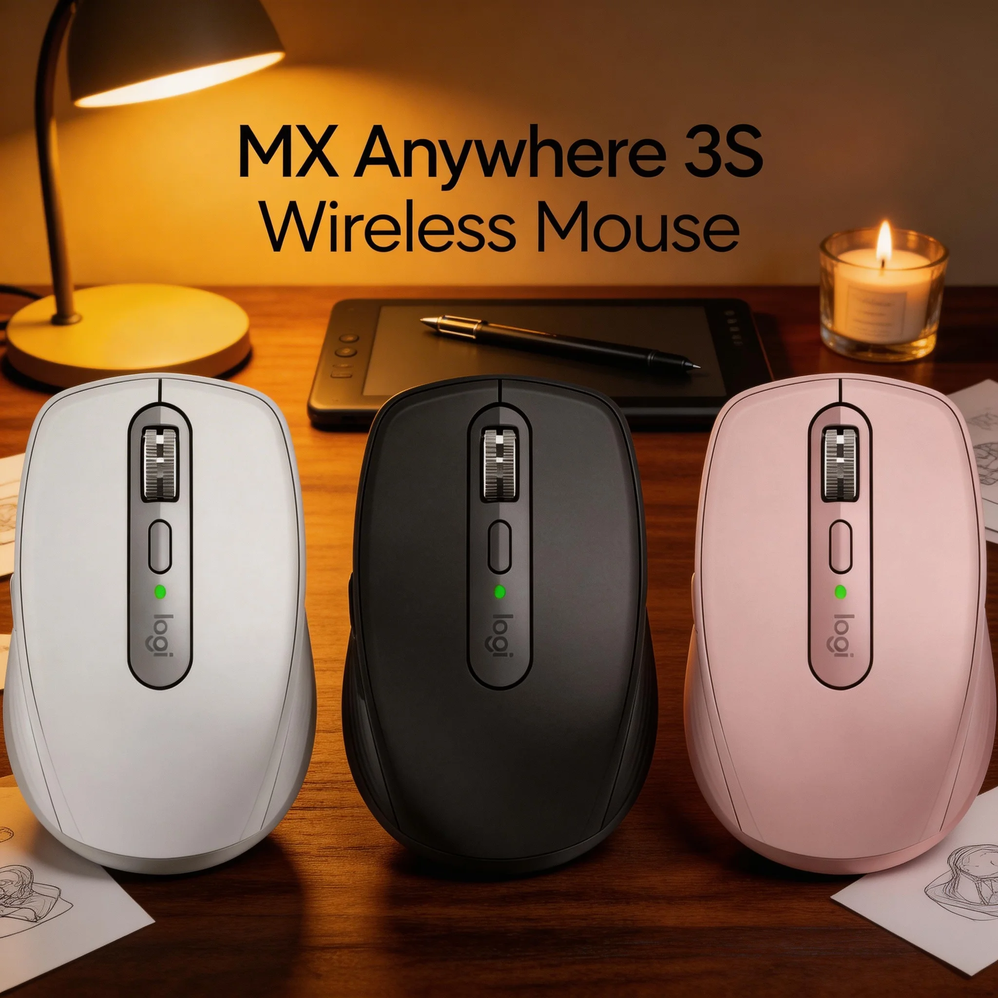 Logitech MX Anywhere 3S Quiet Office Wireless Mouse Silent Click Ergonomic Bluetooth for Home Office Mac PC Computer Peripherals
