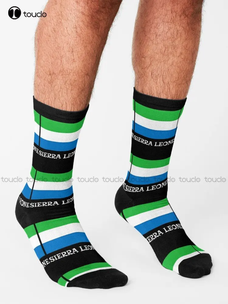 Sierra Leone National Country Flag Patriotic Sport Socks White Socks Women 360° Digital Print Custom Gift Streetwear Cartoon