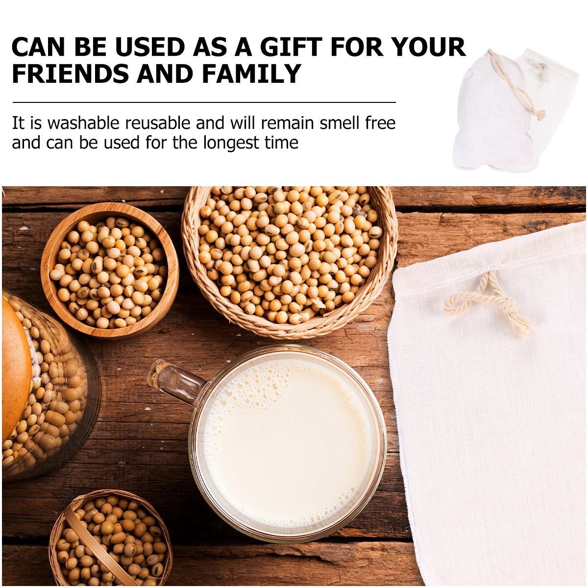 

Linen Filter Bag Mesh Washable Reusable Food Strainer Juices Yogurt Almond Coconut Ghee Vegetable Fruit Pouch Soy Milk Bag