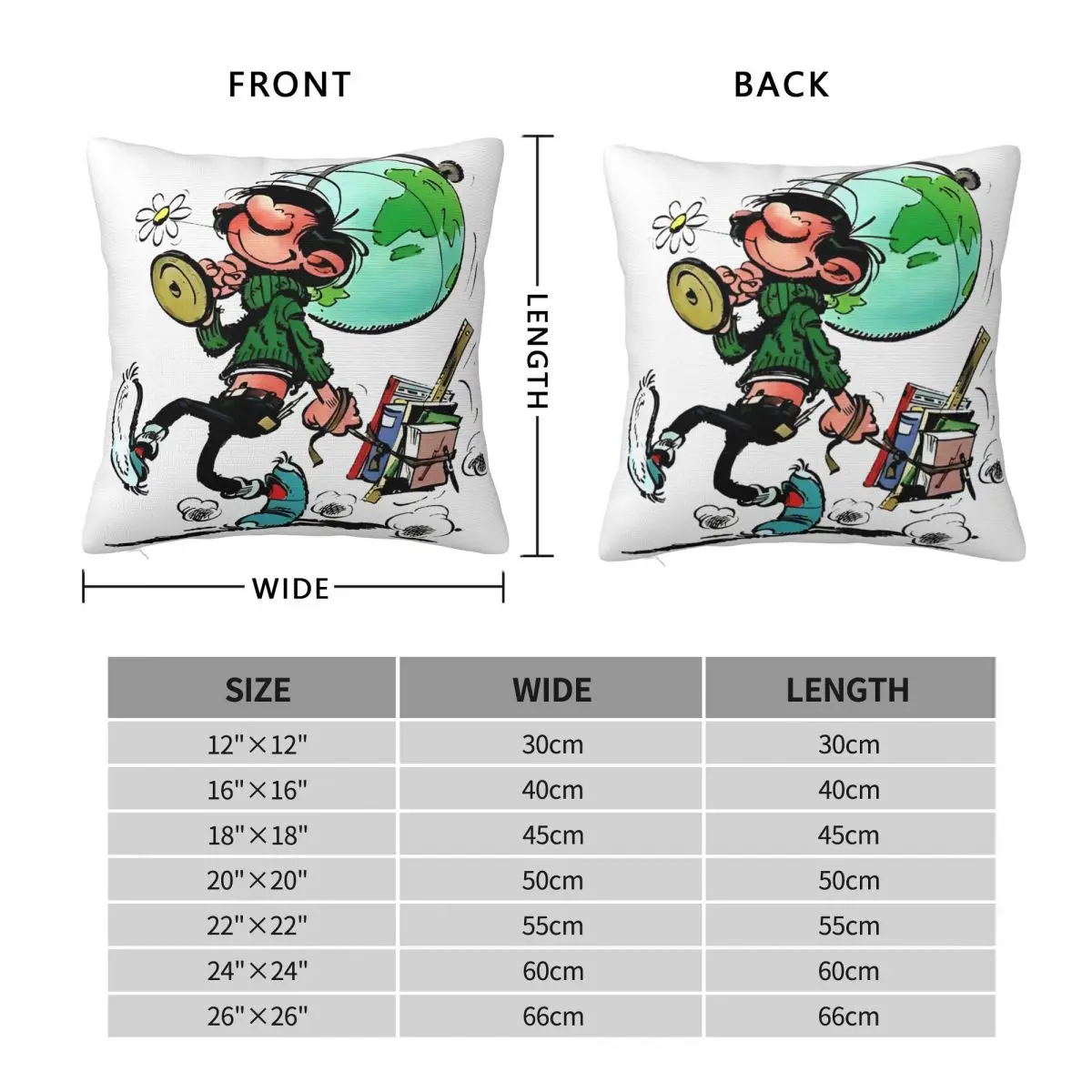 Gaston Lagaffe Cartoon Anime Pillowcase Merch Printing Cushion Cover Throw Pillow Cover Sofa Decoration Square Multi-Size