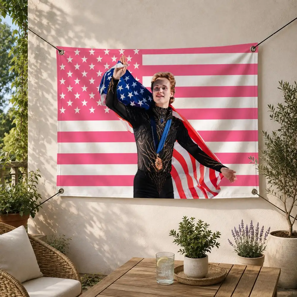 Ilia Malinin Figure Skating Star Flags Decorative Flag Banner for Outdoor Garden Yard Camping Party Home Wall Hanging Decor
