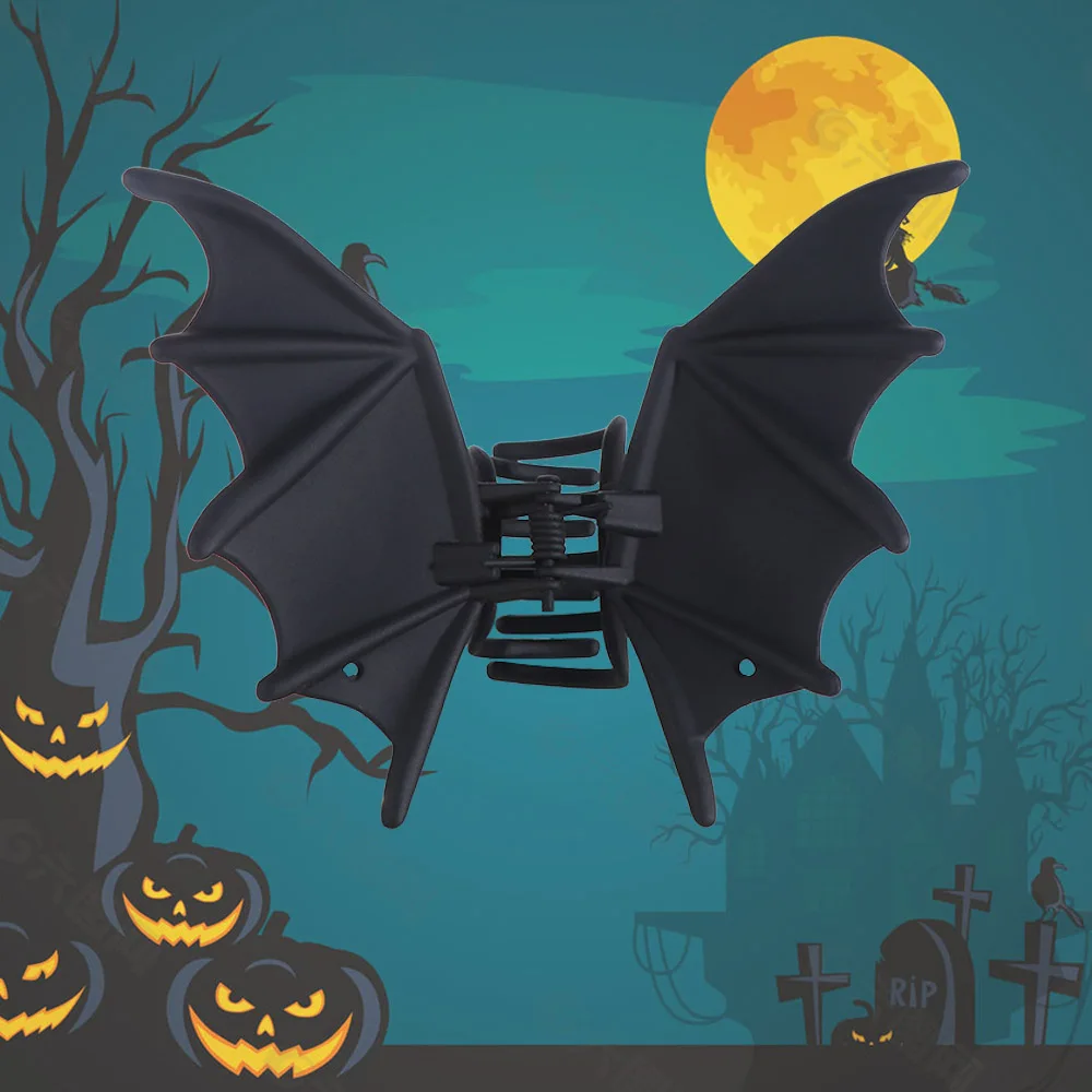 

Готический зажим для волос на Хэллоуин, матовый черный, для косплея, в виде крыльев летучей мыши, держатель для хвоста, головной убор, заколка-зажим из сплава, для женщин и девочек