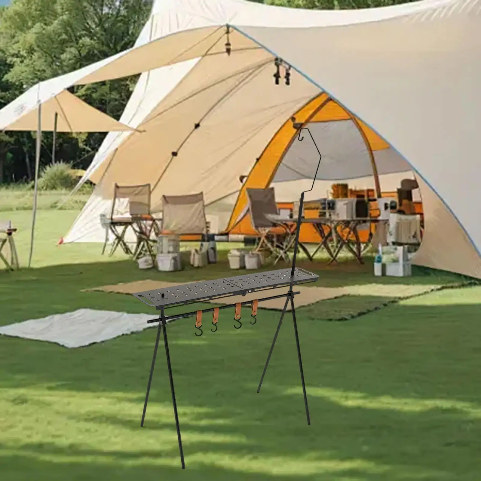 

Складной стол из алюминиевого сплава, легкий, с полкой для хранения и крючком для подвешивания, подставка для лампы, для сада, путешествий, активного отдыха на природе