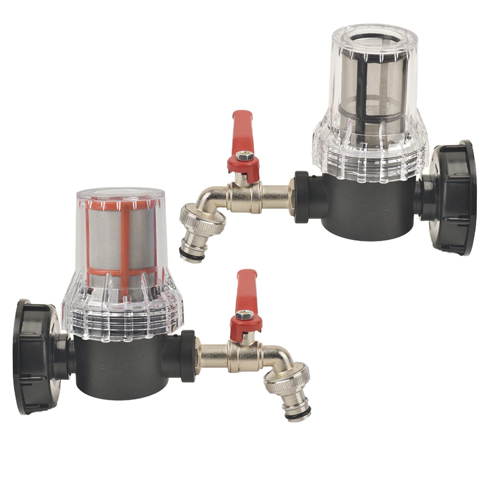 IBC Tank Adapter with Alloy Faucet, S60 Ton Barrel Combined Garden Irrigation Aquarium Pump Irrigation Filter for Farm Greenhous