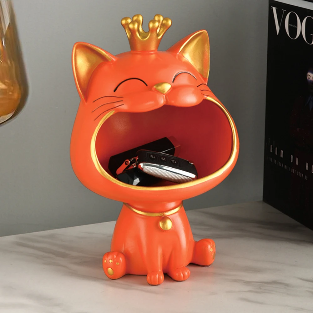 

Fortune Cat Art Figurines Entrance Crafts Resin Key Holder Figurine Non-toxic Harmless Household Supplies for Study Coffee Shop