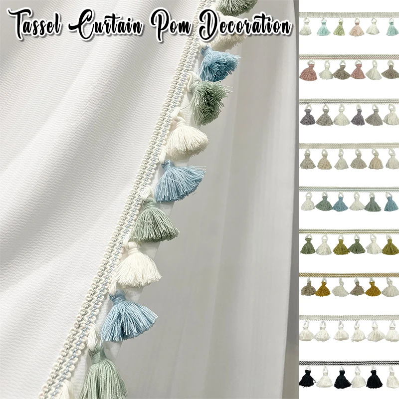 

Embroidery Jacquard Ribbon Lace Trim with Pom Poms & Tassel Balls Fringe Sewing Trim for Clothing, Dress & DIY Craft Decoration