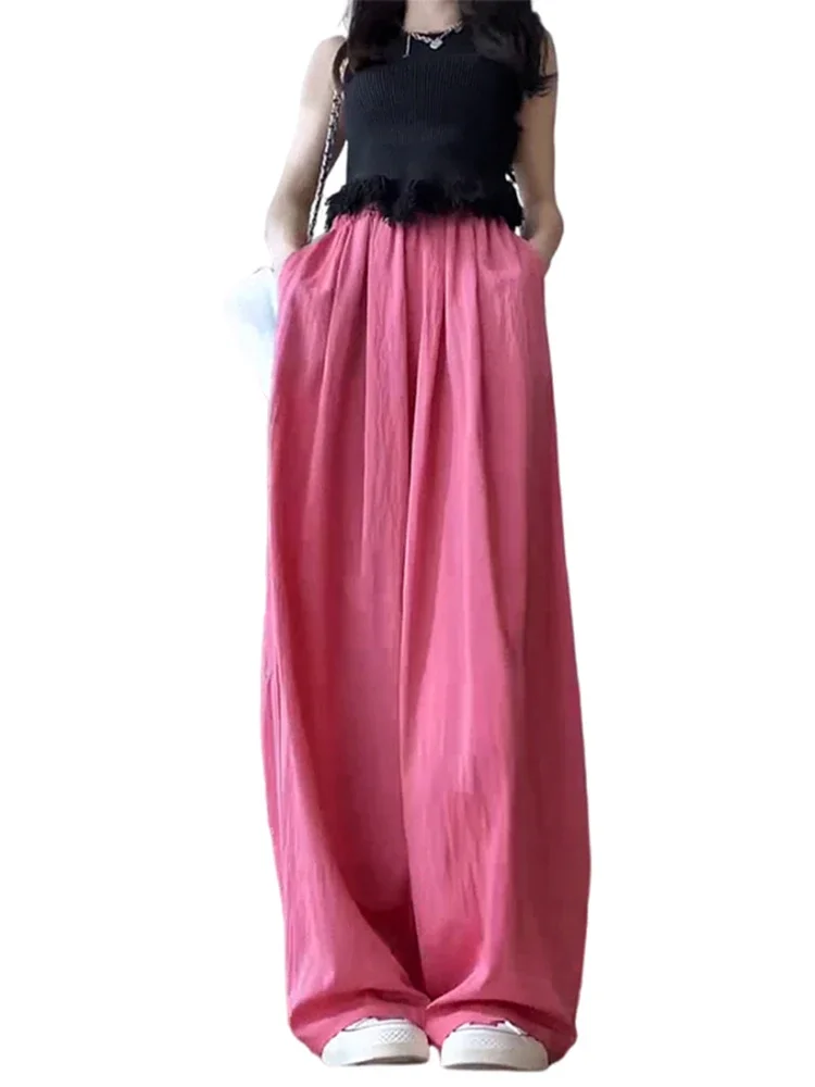 Simple Basic Fashion Wide Leg Pants Female New Slim Woman Pants Chicly Summer High Waist Casual Solid Color Loose Women Pants