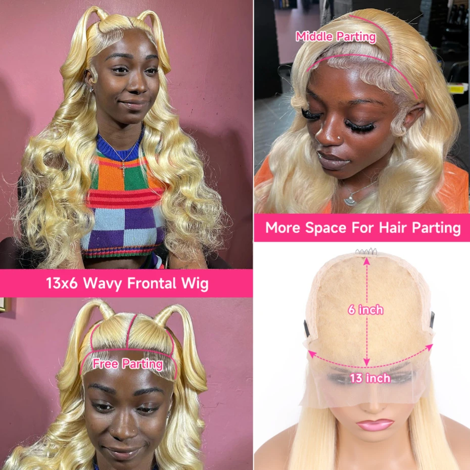 13x6 HD Lace Frontal Wig Human Hair Pre Plucked 200 250 Density Body Wave 613 Human Hair Wigs 40 Inch 360 Honey Blonde Lace Wig