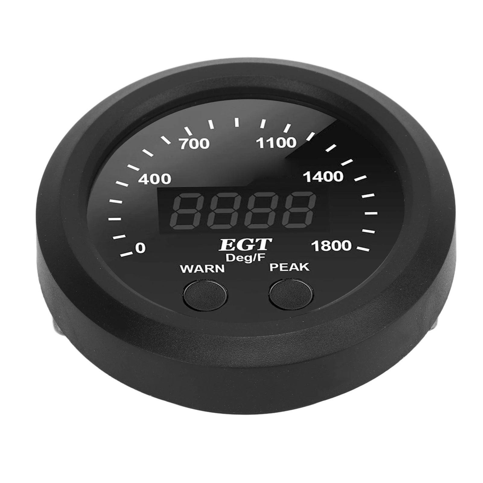 EGT Meter Car Exhaust Gas Temperature Gauge 2‑1/16in 52mm Ultra Thin 0‑1800℉ Red LED Universal with Sensor - view 2