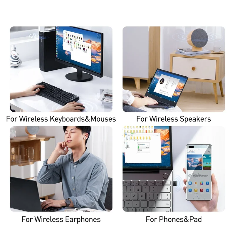 Baseus USB بلوتوث محول بلوتوث 5.1 الموسيقى استقبال الصوت الارسال للكمبيوتر المتكلم المحمول ماوس لاسلكي USB الارسال #4