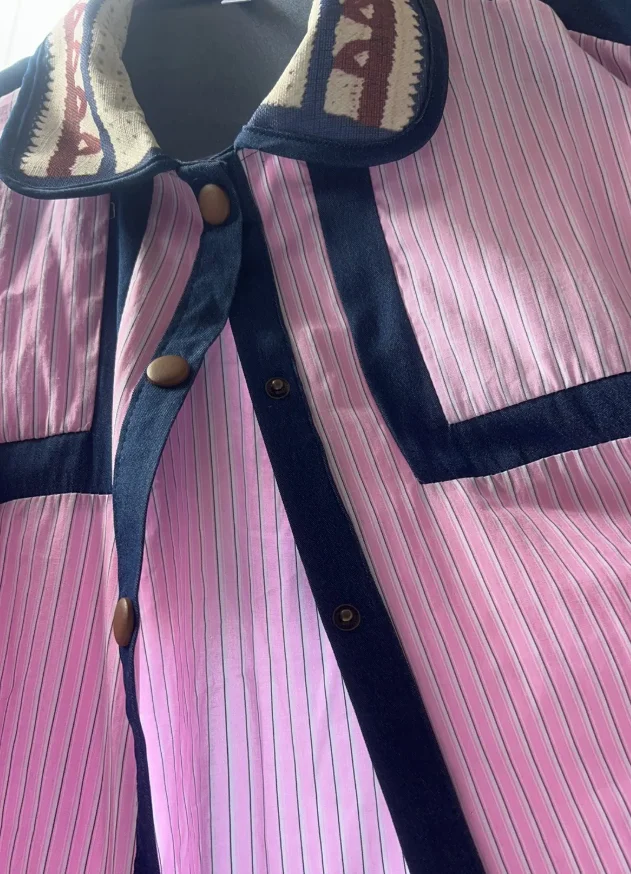 Shirt Women Print Print Long Sleeve Blouse Casual Feminina Blousa Vintage Retro Flowers Collar Patchwork Spliced Shirts NZ286