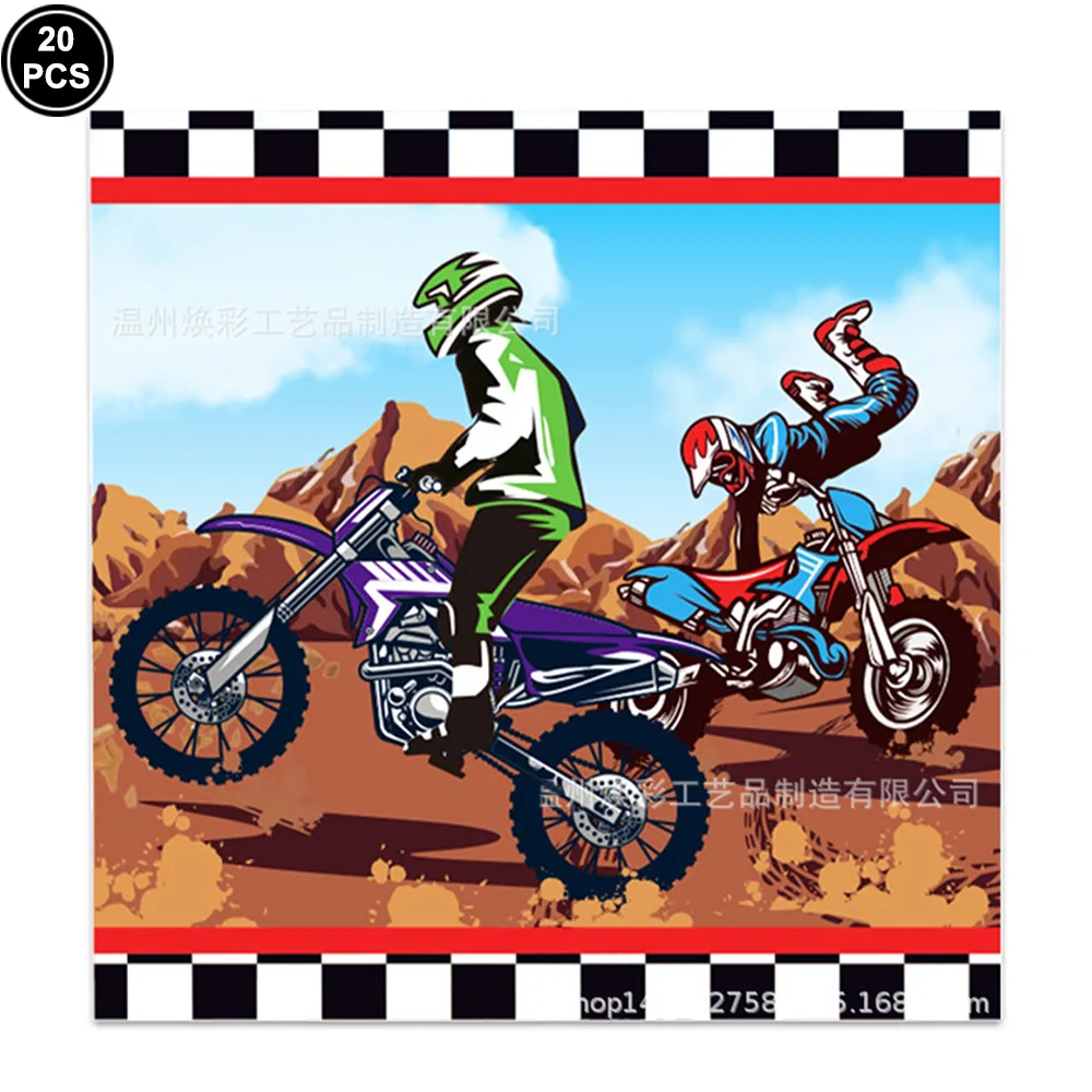 Motorrad Dirt Biker Geburtstag Party Supplies Motocross Dessert Pappteller Tassen Servietten Einweggeschirr Gefallen für Jungen – Detail 5