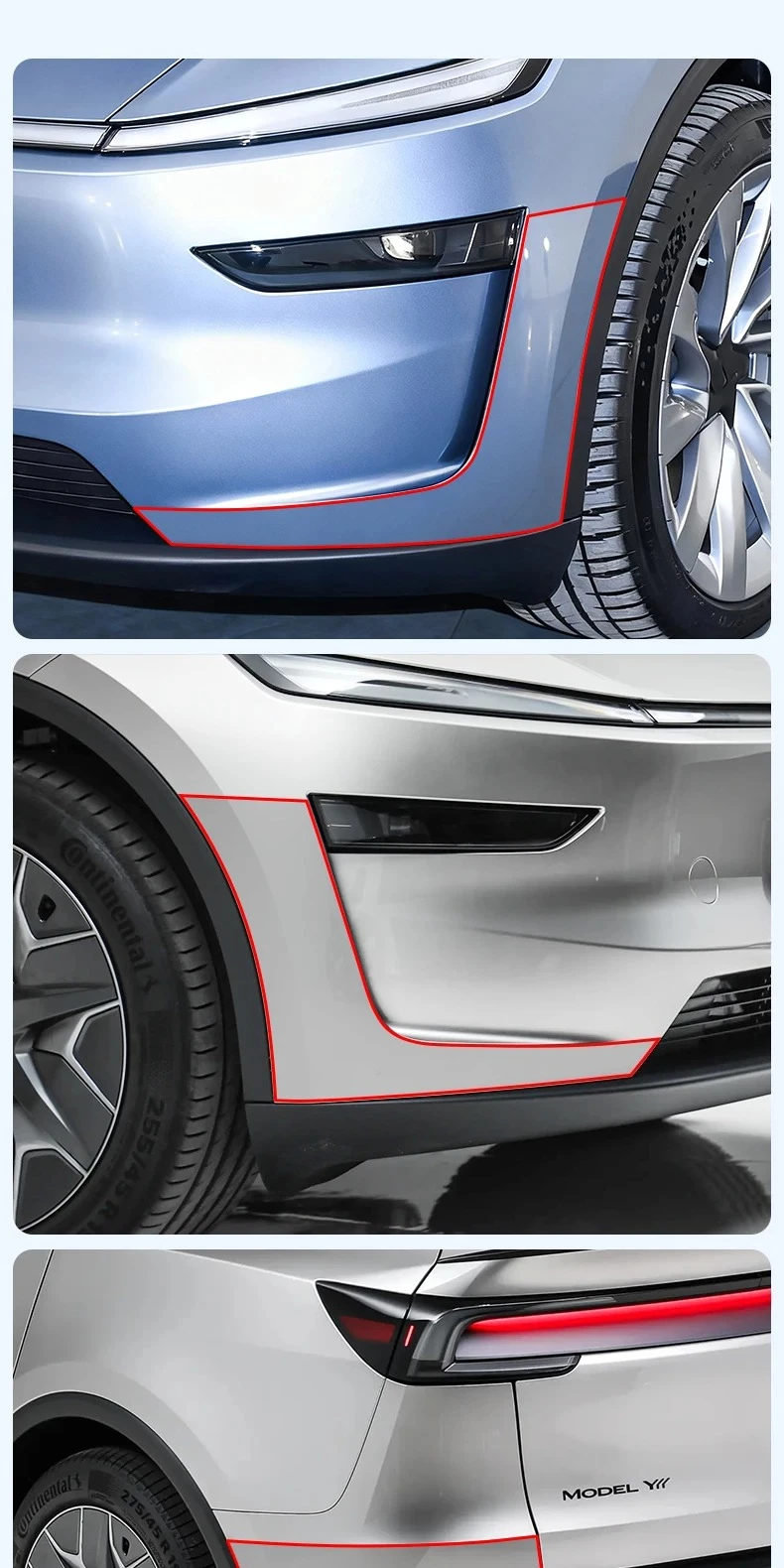 Kratzfeste Klarsichtfolie für Tesla Model Y Juniper 6-Sitzer Model YL Autotürkanten & Stoßfänger Lackschutzfolie (PPF) ClearTPU – Detail 8