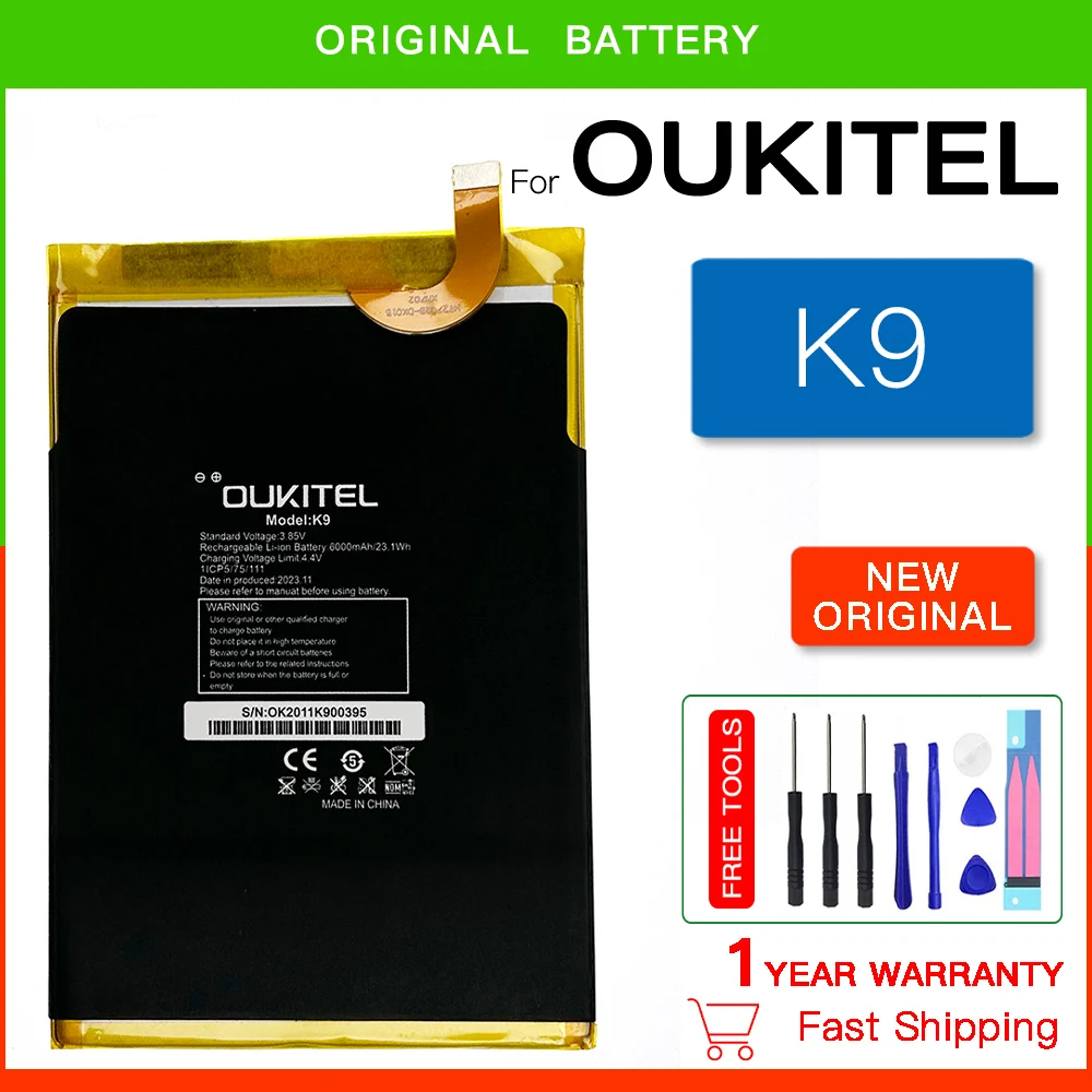 Original Battery OUKITEL K9 6000mAh Batteria For OUKITEL K9 battery 6000mAh Long standby time High Mobile Phone Batteries +Tools