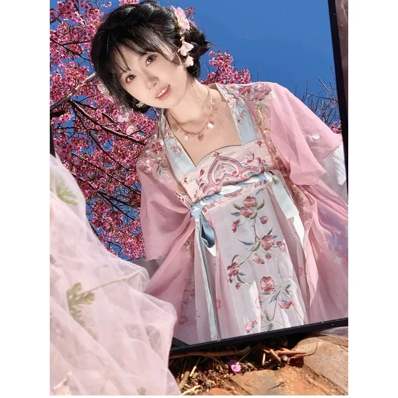 .Spring Summer Casual Improved Hanfu Dress Twin Colorways Multi Option Chinese Style Outfit