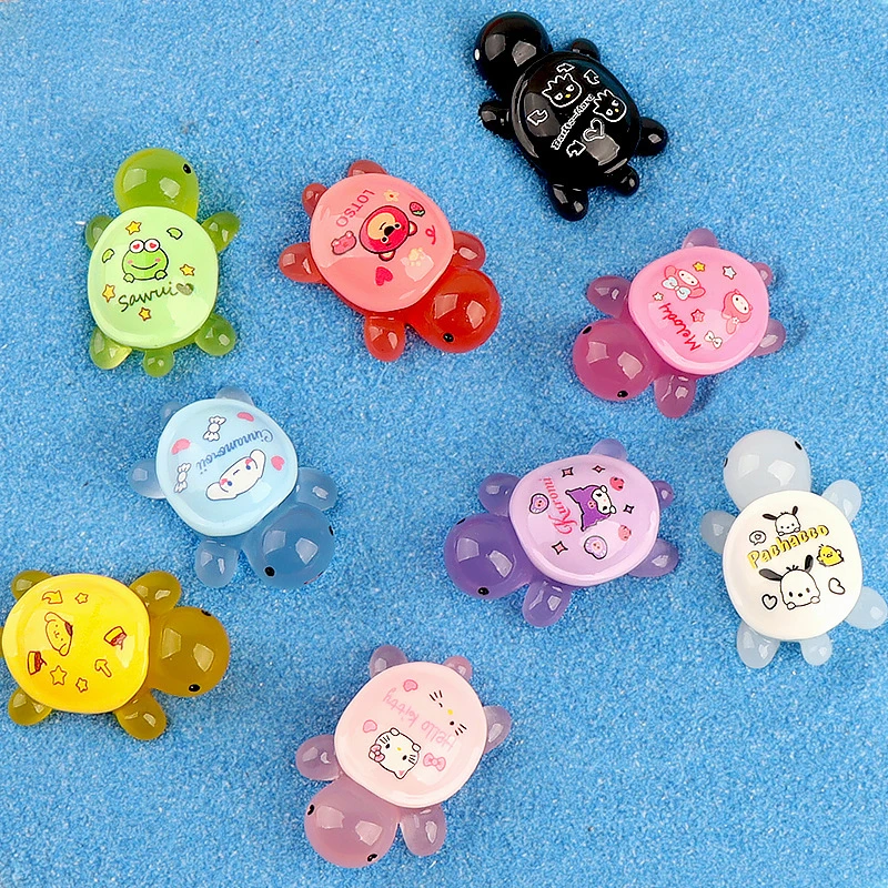 Kuromi KT Cat Melody Luminous Turtle Keychain Pendant Figurine Miniature Landscape Desktop Fish Tank Aquarium Ornament