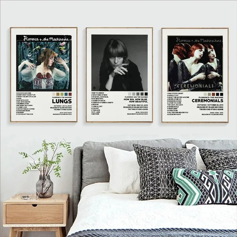 Poster Prints Florence Tracklist Machine Blue How Beautiful Music Album Canvas Painting Wall Art Picture Living Room Home Decor